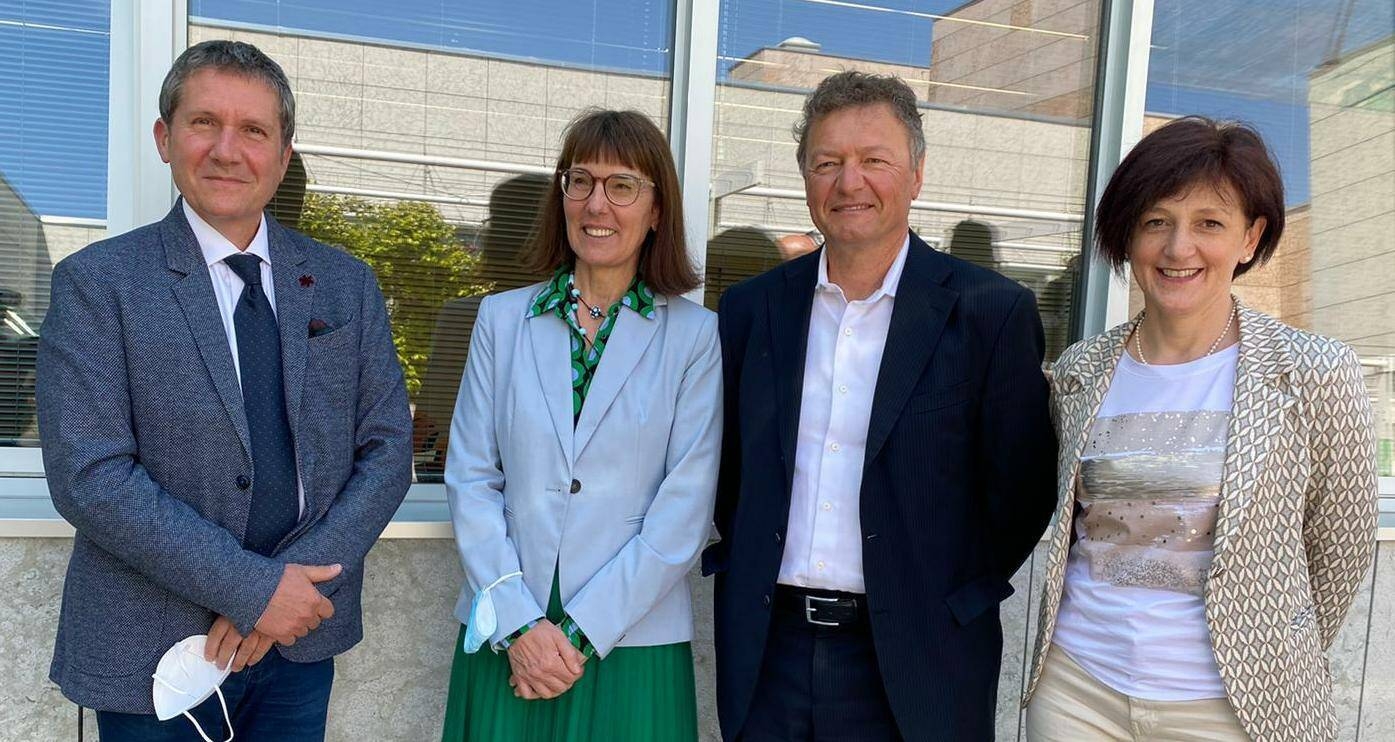 Mezzo busto dei quattro nuovi direttori del Consiglio di direzione di Apss: Giuliano Mariotti, Elena Bravi, Antonio Ferro, Sara Girardi