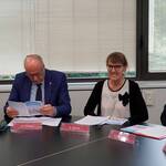 Immagine: Ferro Tonina Bravi Menapace conf stampa DSA