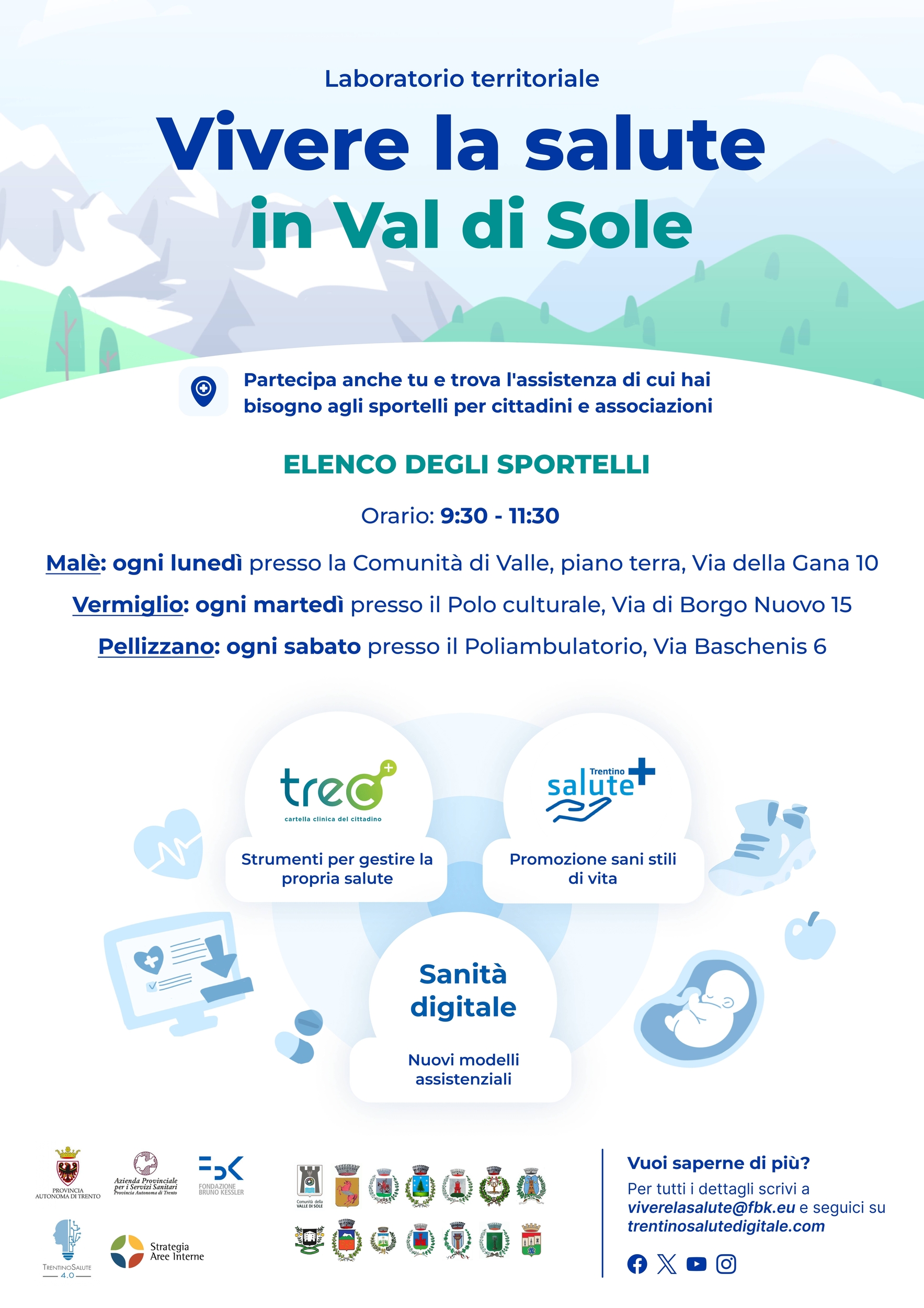 Immagine: Locandina VivereLaSaluteinValdiSole sportelli 24 Gennaio 2024